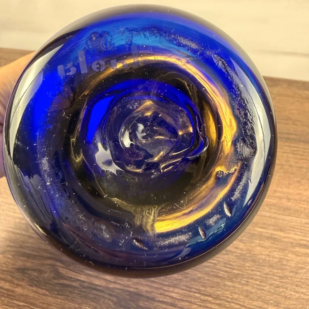 Blenko 596 Persian Blue Art Glass Vase Mid Century Modern - READ